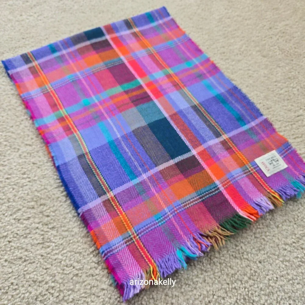 NWOT Avoca Wool Woven Colorful Plaid Scarf Ireland